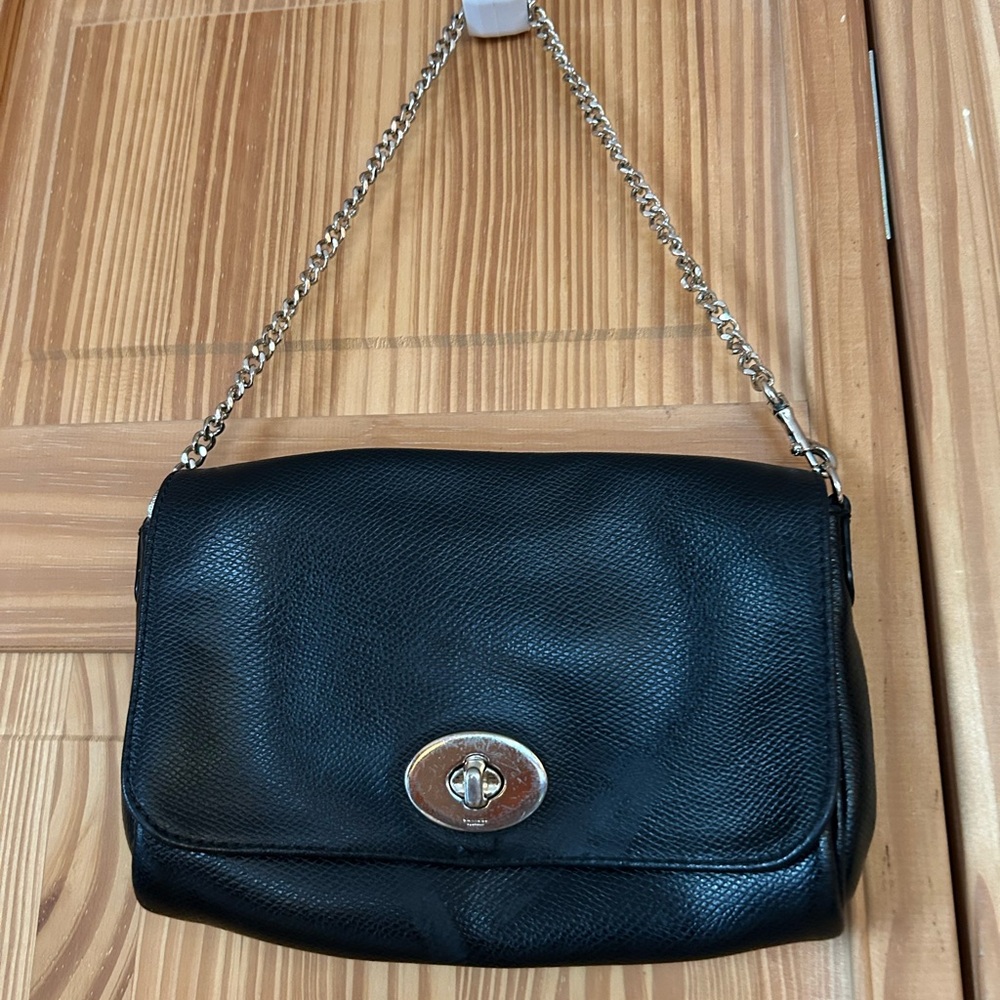 Coach Black Crossbody Bag -  Chain and Leather Strap